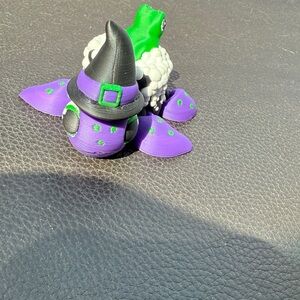 Purple and Green Witch Hat Figurine